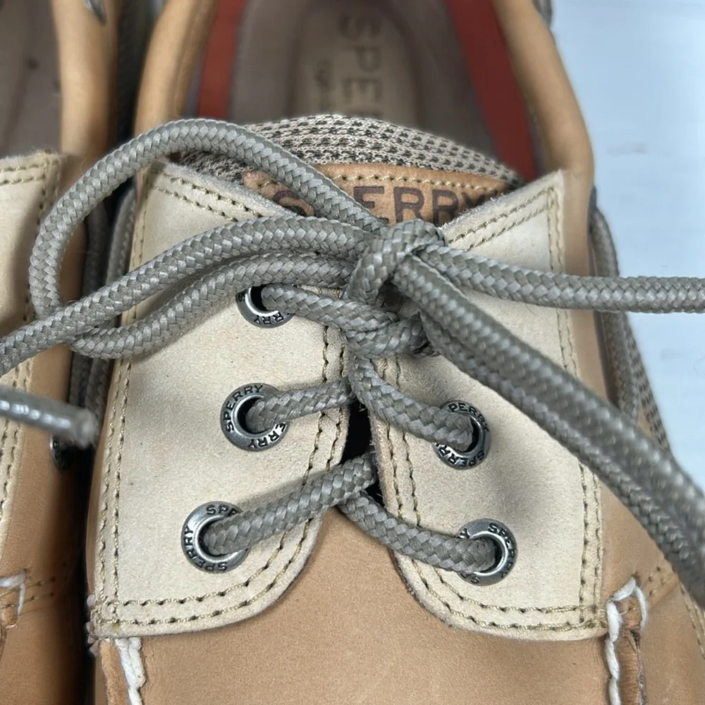 Sperry Billfish 3 Eye Leather Men's Top Sider Tan Cream Boat Shoes Loafer Style